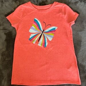 Cat & Jack Coral Kids Shirt with Butterfly Design